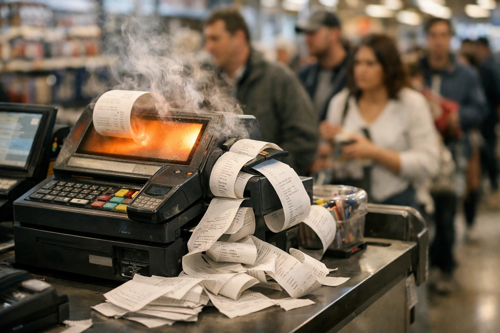 Kertas struk berantakan