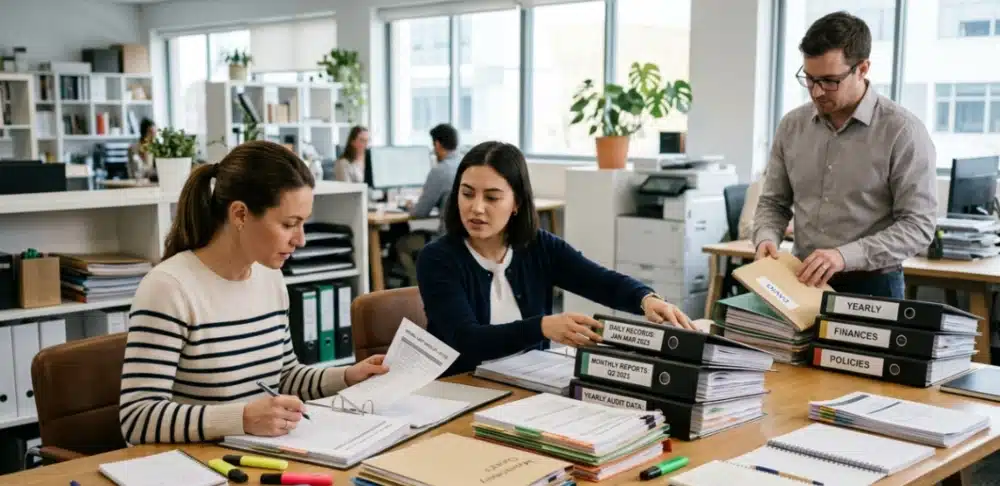 Merapikan arsip kantor