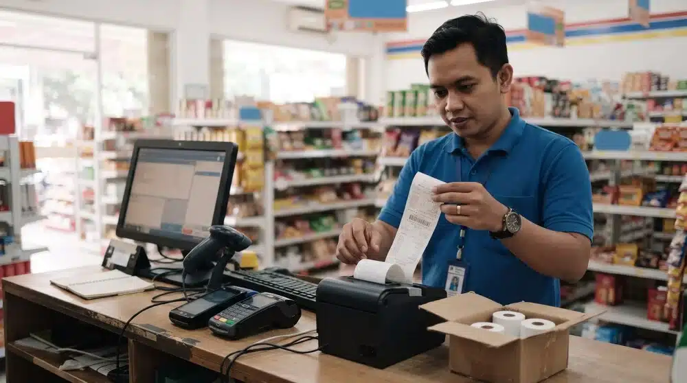 Uji sampel kertas pada mesin